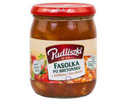 Pudliszki Fasolka po bretońsku z kiełbasą i boczkiem 500g
